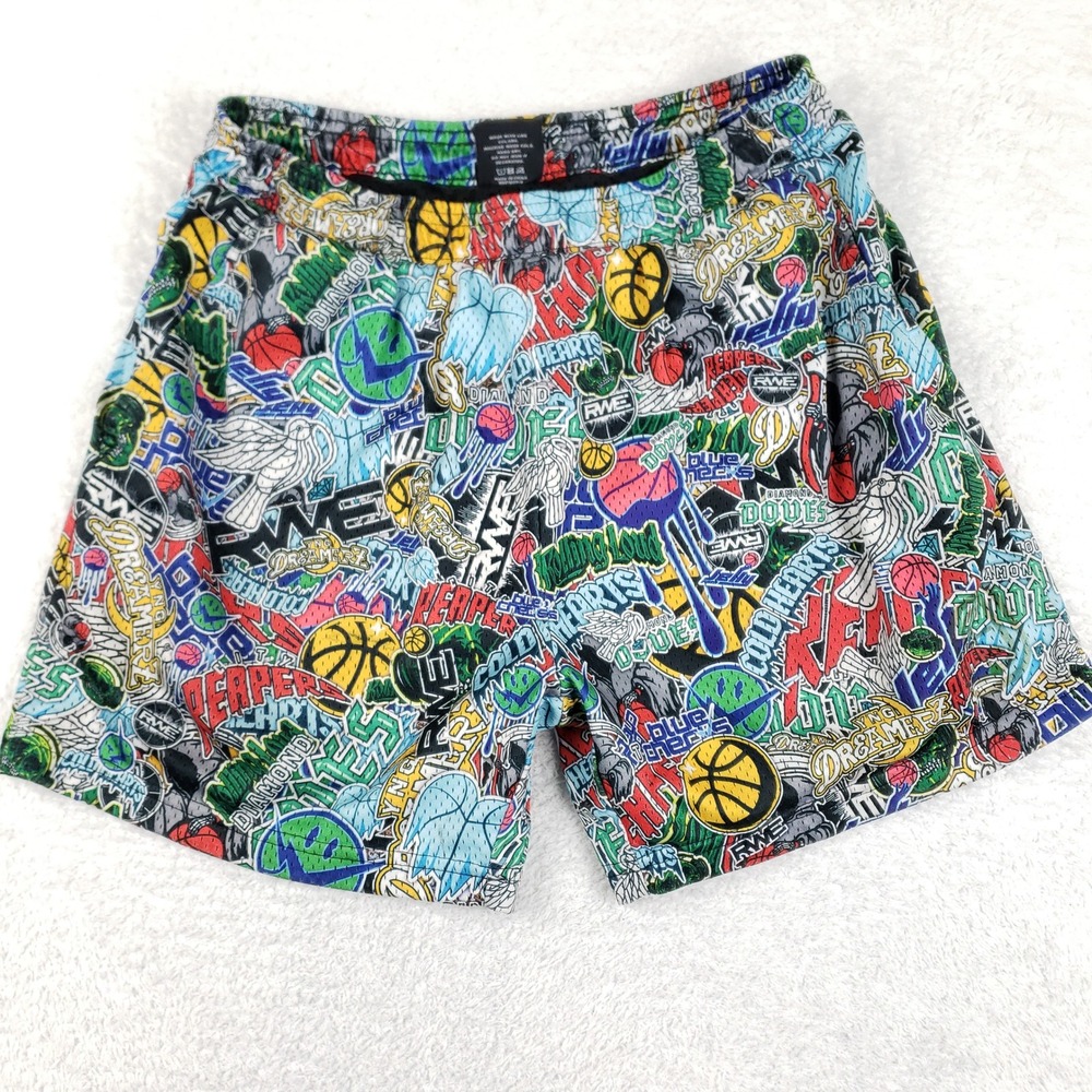 Overtime Rolling Loud Graffiti Mesh Basketball Shorts Mens Medium Multi-Color